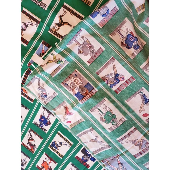 Vintage 1989 BIBB Co NFL Football Team Twin Flat Bed Sheet USA Material Fabric - Picture 5 of 6